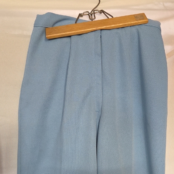 Vintage Hand Sewn Elegant Women's Blue Patterned Pantsuit. - Picture 5 of 11